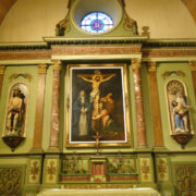 Huile sur bois représentant la Crucifixion dans la chapelle de Lochrist